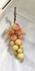 Vintage 60 s Mcm Alabaster Stone Grapes Cluster Yellow Green Red W Wood Stem