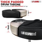 5 Core Drum Throne 4  Padded Split Spine Support Seat Adjustable 350lb Capacity