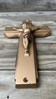 Vtg Cross Crucifix Wall Parsons Casket Copper Color Jesus Inri Christian God     