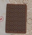 Coach Cc Signature Brown Canvas And Leather Passport travel Document Holder case