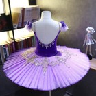 Girls Purple Ballet Tutu Dress Handmade Gold Applique Stage Costume