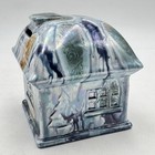 Jewish Hebrew Tzedakah Pushke Charity Box Ceramic Judaica Judaism Israel Blue