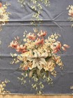 Vintage Mcm Mid-century Floral Thicker Fabric Textile 70   s Display Blue Ornate
