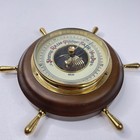 Vintage Selsi German Brass Wood Nautical Ship Wheel Barometer