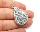 2 Pcs Drop Pendant Blank Resin Bezel Silver Plated Epoxy Frame  30x22mm  G33322
