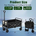 Collapsible Wagon Cart Foldable 120l 360lbs Capacity  Lightweight Portable Beach
