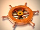 Ships Wheel  6  Solid Wood   Brass Center Hub  New  Best Price 