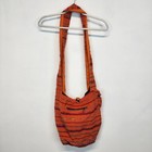 Snowlion Tibetan Shoulder Sling Bag Orange Woven Striped Woodstock Festival 70s