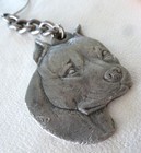 1980s Pit Bull Dog Fob Keychain Charm Vintage 80s Pewter