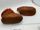 Early 1900 s 1919 Tiny Child s Soft Leather Shoes W Ruffle Trim  One Tie Antique