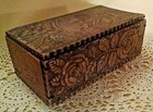 Art Deco Theme Box Vintage Hinged Embossed Roses Girl Female Holly Wooden Wood 