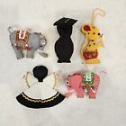Vintage Handmade Christmas Tree Ornaments Felt Sequin Beaded Traditional Retro