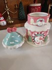 Rare Sanrio Hello Kitty Cinnamoroll Christmas Holiday House Ceramic Cookie Jar