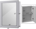 Mirrored Medicine Cabinet Wall-mounted  Bathroom Storage Organizer W shelf Grey