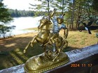 Antique  Kroeber Clock Topper Barbarian Warrior On Horse  1127 Spelter Statue 2