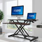 32  Adjustable Standing Desk Converter Sit To Stand Dual Monitor Riser Brown