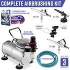 Dual Action Airbrush Kit With 3 Airbrushes