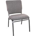 18 5  Wide Multipurpose Gray Fabric Stacking Church Chair With Silver Frame