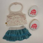 Build A Bear White Sequin Top Shoes Teal Pleated Flapper Skirt Teddy Girl Outfit