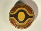 Vintage India Solid Brass Trinket Pill Box W  Enamel Lid 2 5  Round