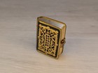 Antique Filigree Brass Hinged Snuff pill Box Ornate Floral Design 1 5  Length
