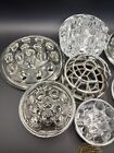 Vintage Flower Frogs Lot Of 8 Pcs Clear Glass Metal Spike Cage S-m-l Floral