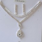 Crystal Rhinestone Necklace   Earring 3 Piece Set Bridal Formal Prom Evening