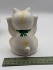 Japanese Maneki Neko Lucky Cat Ceramic Figurine Both Paws Raised Gold Coin