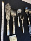 Antique 1800s English Mother Of Pearl Fish Cutlery Epns Silver  Crystal  Others