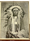 Vintage Native American Indian Framed Photograph Of Chief Or Leader  1880 s