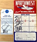 1955 Northwest Orient Airlines Ticket     carry-on Baggage Permit     Jacket