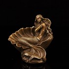 Brass Mermaid Girl Ashtray Beauty Sculpture Artwork Figurine Home Decor