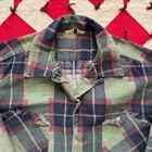 Vintage 1950s 60s Cotton Print Flannel Loop Collar Shirt Mens As Is