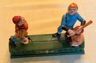 Vintage-style Cast Iron Baseball Mechanical Bank  Home Town Battery Reproduction