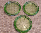Vintage Vaseline Uranium Green Depression Glass Drink Coasters 3-1 2 