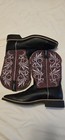 Twisted X Women s Western Pull-on Leather Boots Black brown Square Toe Us 9 B