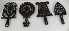 Vintage Cast Iron Trivet Set 4 Wall Hangers Ornate Primitive Farmhouse Rustic 