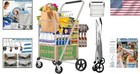 Shopping Cart 320lb Capacity Foldable Double Basket Stainless Steel