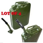 Lot 4 Nato Green 5 Gallon Jerry Can Gasoline Transfer Refill Steel Tank W nozzle
