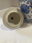 Vintage Antique Ginger Jar Lotus Flowers Blue And White 8 5  Hand Painted