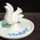 Vintage-style Squirrel Trinket Dish Features A Delicate White Porcelain Squirrel