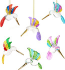 6pcs Blown Glass Hummingbird Hanging Ornament Crystal Humming Bird Figurine