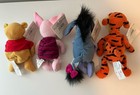 New Set Of 4 Disney Store Mini Bean Bag  Plush-pooh  Piglet 8 -eeyore  Tigger 9 