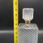 Vintage Diamond Point Glass Whiskey Decanter Square Bottle Cork Stopper 9 