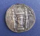 Sassanian Empire Varhran Ii With Queen And Prince Ar Drachm