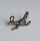 Native American Sterling Silver Turquoise Roadrunner Vintage Navajo Pin 1  Long