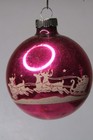 Vtg Pre Wwii Glass Pictured Santa Reindeer Sled Ball Christmas Ornament Shiny Br