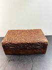 Antique Kashmir Walnut Wood Carving Trinket Jewelry Box Floral Anglo Indian