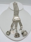 Late Victorian Sterling Pocket Watch Chain  fob Highly Detailed 7-3 4 Inches 