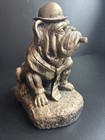 Vtg English Bulldog Heavy Bronze-like Dog Figurine Sculpture Hat   Cigar 6 5   